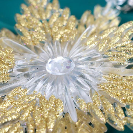 Цена за 2 шт. Ёлочная игрушка Зимнее волшебство. Снежинка - звёздная сияние, 1313.5 см, золото фото 6