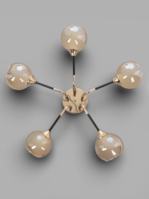 Люстра A4046/5, 5×60 Вт, E27, чёрная, золотистая