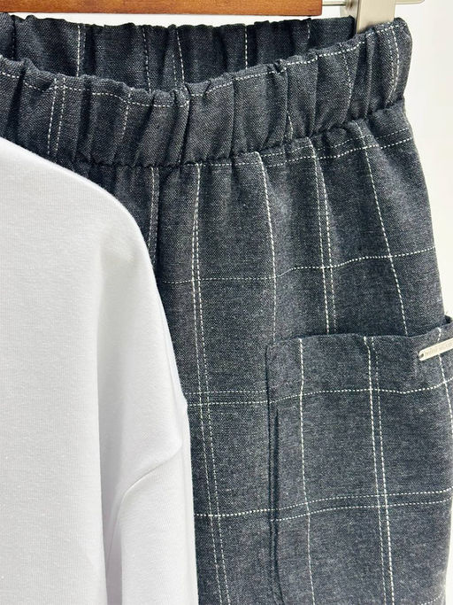 Комплект лонгслив с брюками 22-0077|7971 белый|графит - Mini maxi фото 5