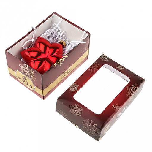 Елочная игрушка стеклянная Звезда 10х10х12см, зеркально-алый, в подарочной коробке (Россия) - Домашняя мода фото 7