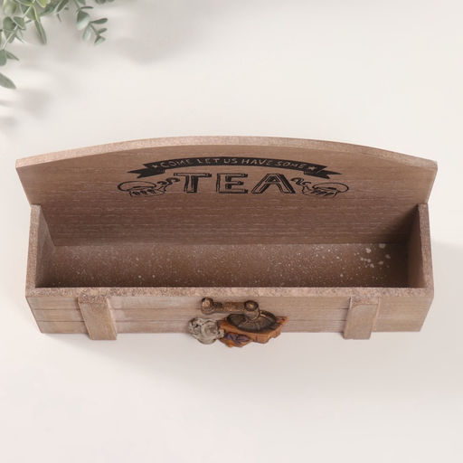 Шкатулка для украшений с делениями «Чай и набор для варки кофе», дерево, 7×26.5×17 см