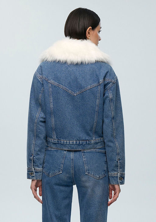 Casey Iconic Indigo Mavisi Suni Kurklu Jean Ceket фото 5