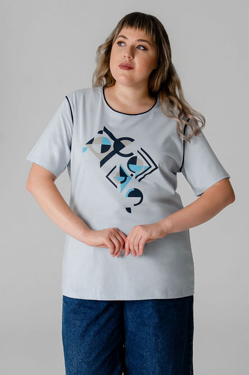 Арт. 31114 Футболка женская 50-58 (5 шт) Цвет:Голубой - Калинка фото 13