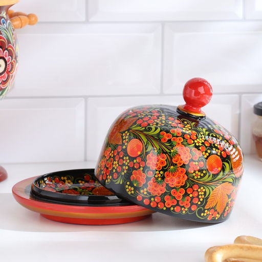 Масленка «Круг», 15×12 см, дерево хохлома