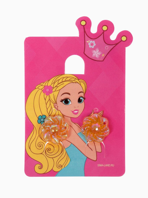 Цена за 6 шт. Серьги клипсы детские Выбражулька «Блестящие цветы», миксы