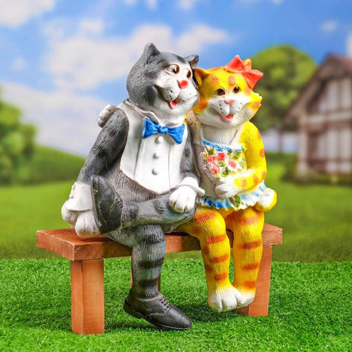 Садовая фигура из полистоуна «Коты на лавке», 40×18×40 см