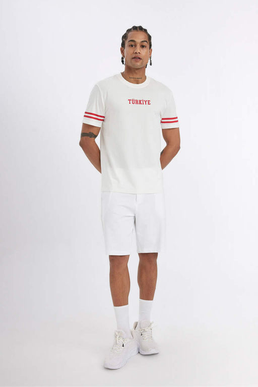 DeFactoFit Стандартная посадка с круглым вырезом Футболка с короткими рукавами и принтом T_rkiye Athlete  фото 2