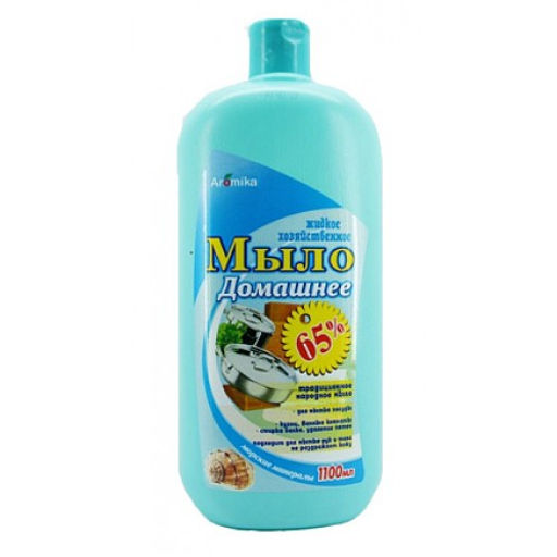 АРОМИКА "ДОМАШНЕЕ" Жидкое Хоз.мыло 65% Морские Минералы (Дозатор-1100мл) .12