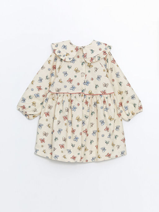 Uzun Kollu Bask?l? K?z ?ocuk Elbise