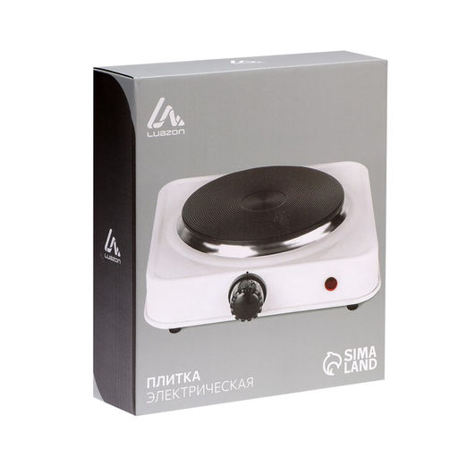 Плитка электрическая Luazon LHP-001, 1 конфорка, 1000 Вт, нагреватель спираль, белая