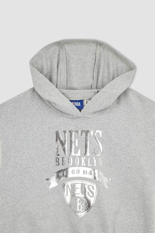 Толстовка без рукавов с капюшоном NBA Brooklyn Nets для девочек - Defacto фото 2