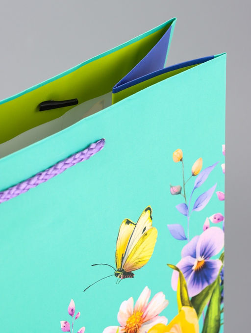 Цена за 2 шт. Пакет подарочный ламинированный вертикальный Цветочная панорама, 26?12?32 см