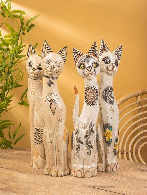 Сувенир «Кошка», белая, 60×12×6 см, дерево, МИКС