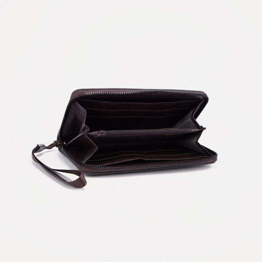 Портмоне мужское на молнии, отдел для купюр, для карт, для монет, цвет чёрный - Simaland фото 3