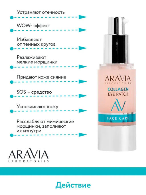ARAVIA Laboratories Жидкие коллагеновые патчи Collagen Eye Patch, 30 мл  фото 7