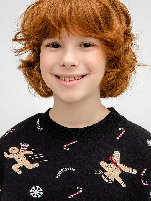 Свитшот для мальчиков в черном цвете с принтом печенье - Mark formelle фото 4