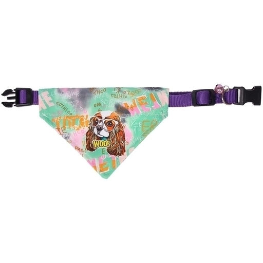 Цена за 2 шт. Ошейник с банданой и колокольчиком для кошек и собак мелких пород "Стильный БРО", цвет зеленый, рS/16*11см (лейбл)