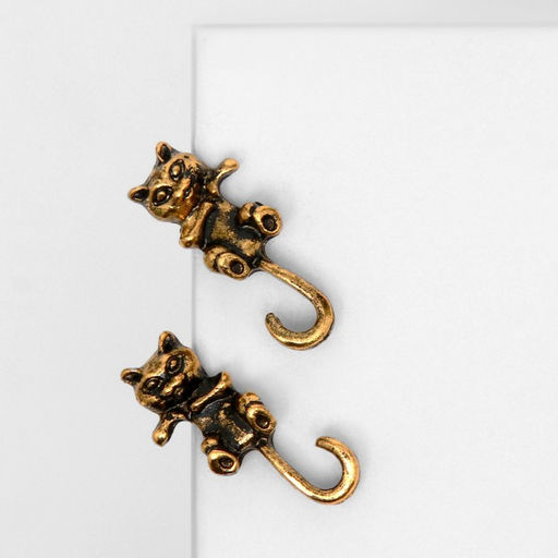 Цена за 2 шт. Серьги металл «Котята» хвостатые, цвет чернёное золото