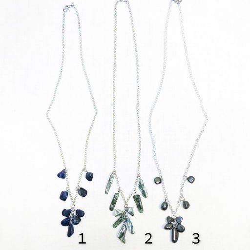 Колье из самоцветов на цепочке - содалит, серафинит (клинохлор), гематит - 45 см - Сувенир-камни фото 2