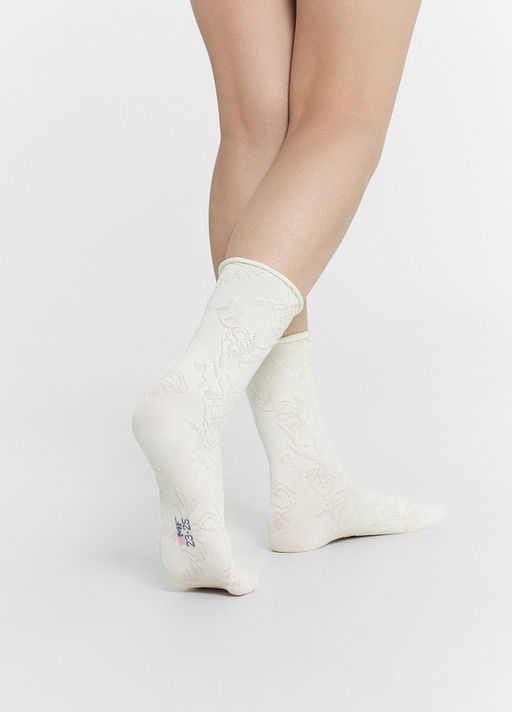 Цена за 5 пар! Носки женские в молочно-белом цвете
