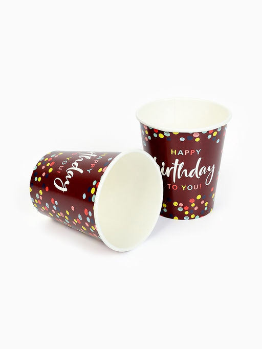 Цена за 10 шт. Стакан одноразовый бумажный Happy Birthday, 250 мл