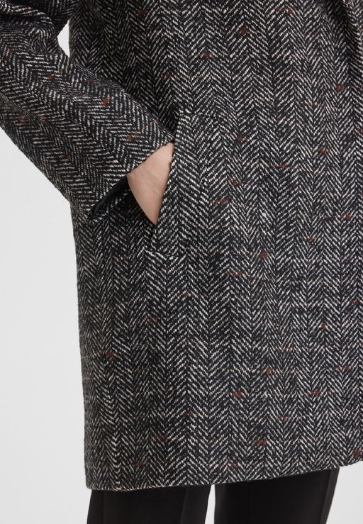 Пальто женское LA-301567-BL, 
черно-белая елочка