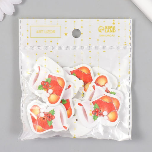 Цена за 2 шт. Набор пуговиц для творчества дерево «Новогодний сапог», набор 15 шт., 3×2.6 см