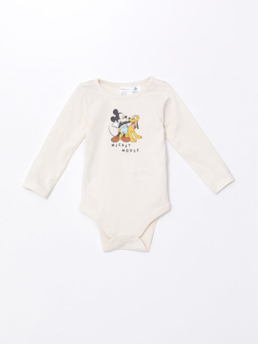 Bisiklet Yaka Uzun Kollu Mickey Mouse Bask?l? Erkek Bebek ??t??tl? Body ve Tayt 2li Tak?m - Waikiki фото 2