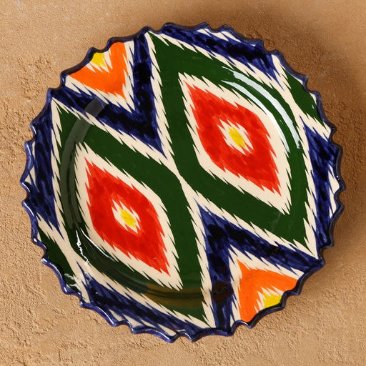 Тарелка узбекская Риштанская Керамика «Атлас», d=17 см, разноцветная