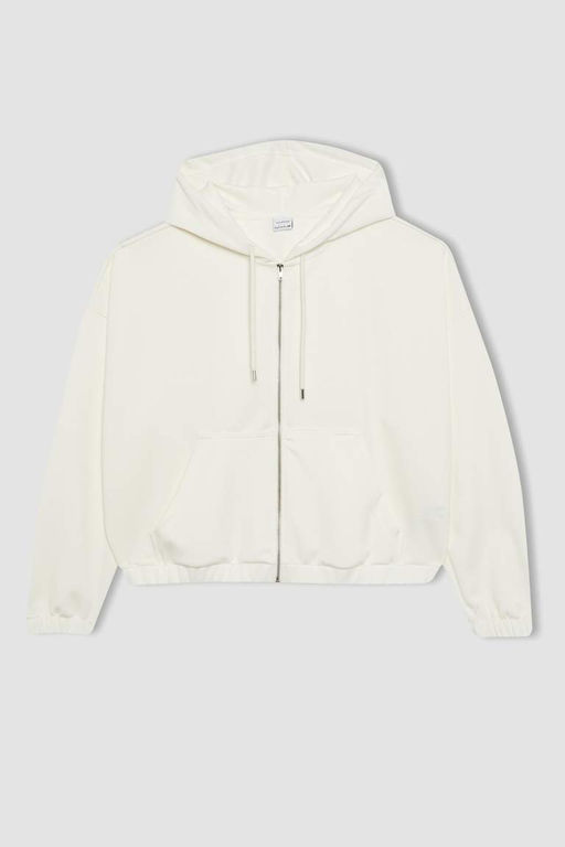 DeFactoFit Oversize Fit Толстовка Премиум с капюшоном и двумя карманами на молнии фото 9