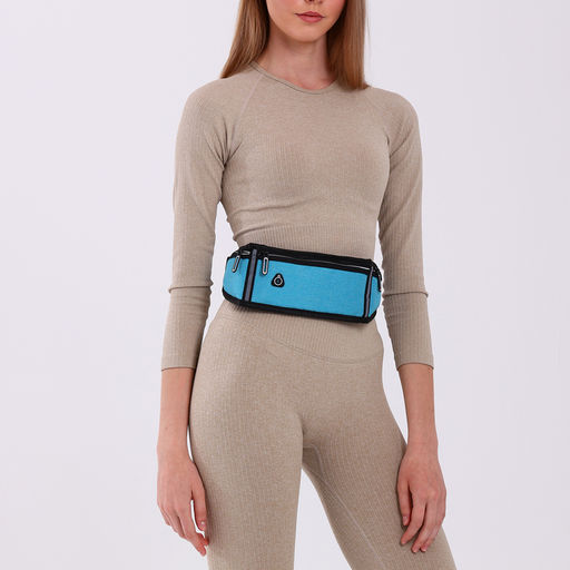 Сумка для бега, 3 отдела на молниях, светоотражающие элементы, отверстие для наушников, 50×0.1×11 см, голубая