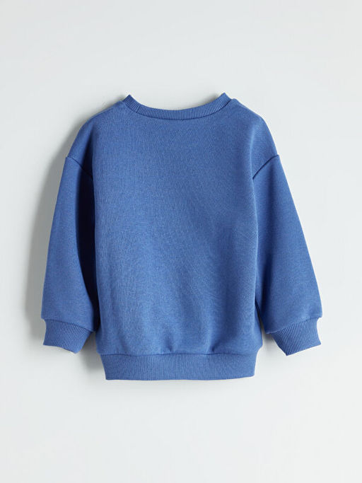 Bisiklet Yaka Bask?l? Erkek ?ocuk Sweatshirt