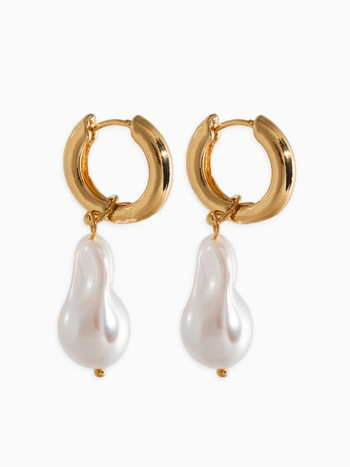 Цена за 2 шт. Серьги жемчуг "Барочный" галтовка, цвет белый в золоте