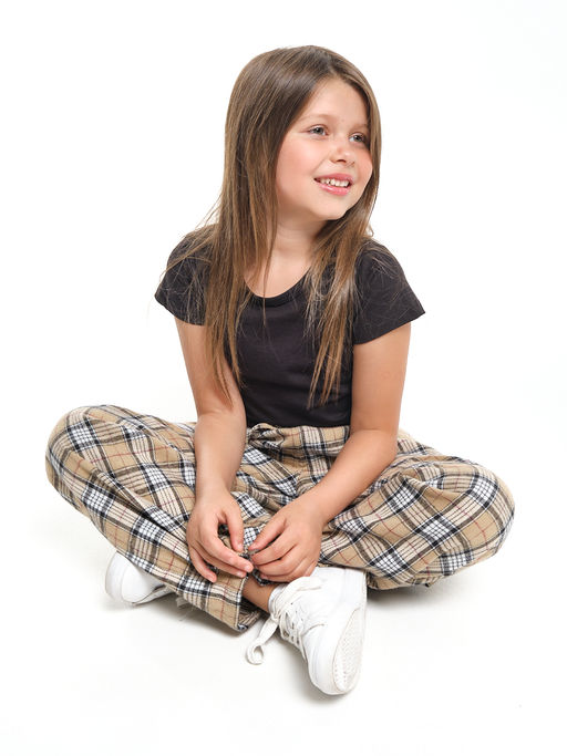 Брюки палаццо спортивные штаны для девочки одежда в клетку UD 7875(5161) кофе/беж клетка - Mini maxi фото 8