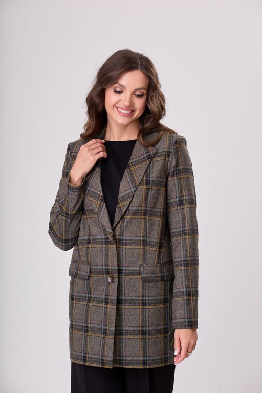 Костюм БелЭльСтиль 860/565 коричнево-желтая клетка фото 4