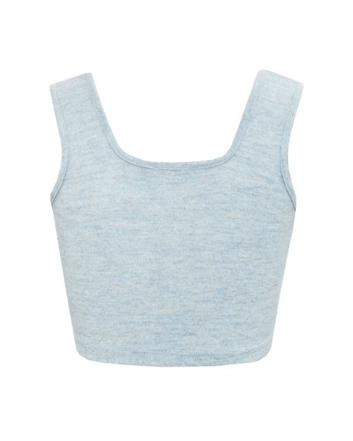 Укороченный трикотажный топ пастельного голубого оттенка - Incity фото 3