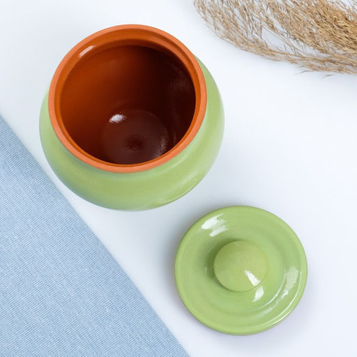 Горшочки для запекания Вятская керамика, набор 6 шт., ухват, полка, 500 мл, салатовый