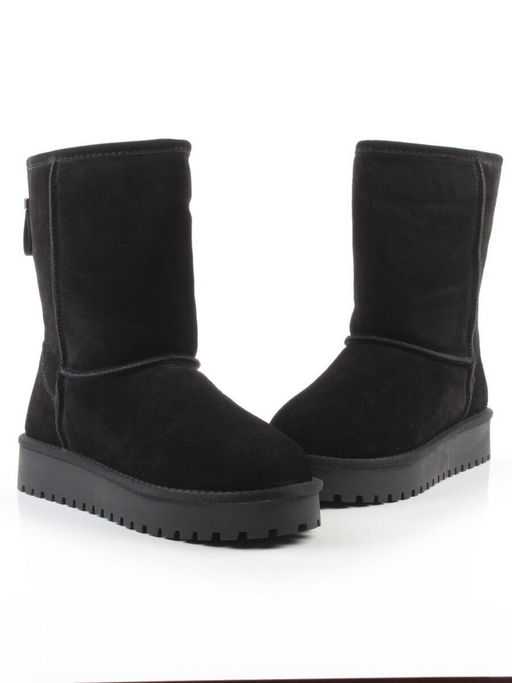 04-PAYH17-1Z BLACK Угги женские (натуральная замша, 100% шерсть)