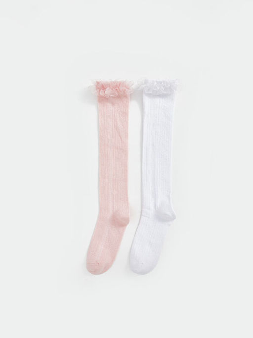 Dantel Detayl? K?z ?ocuk Diz Alt? ?orap 2li
