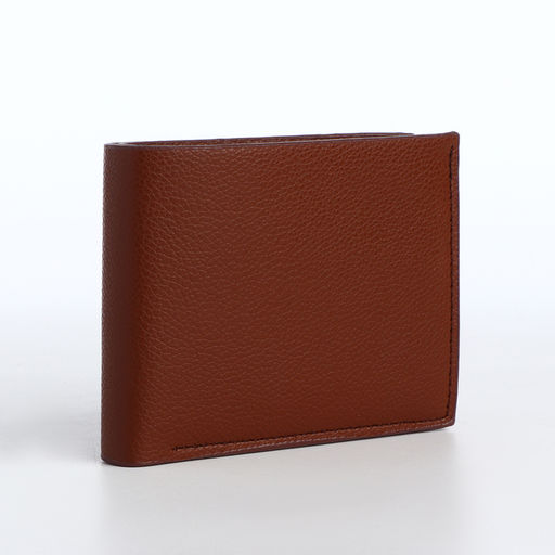 Портмоне мужское, без застёжки, отдел для карт, монет, коричневое