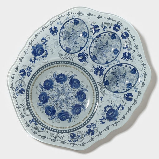 Подставка для яиц Доляна «Цветочная роспись», 3 ячейки, 21×18 см, стекло, белая