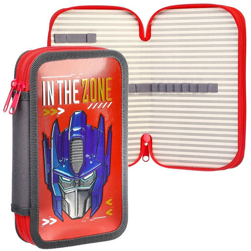 Пенал каркасный с эффектом металлик, 2 секции, 12.5×20.5×4 см, ламинированный картон, «Трансформеры»