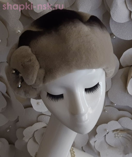 Волна мех.цветок кролик Берет женский (56-58)