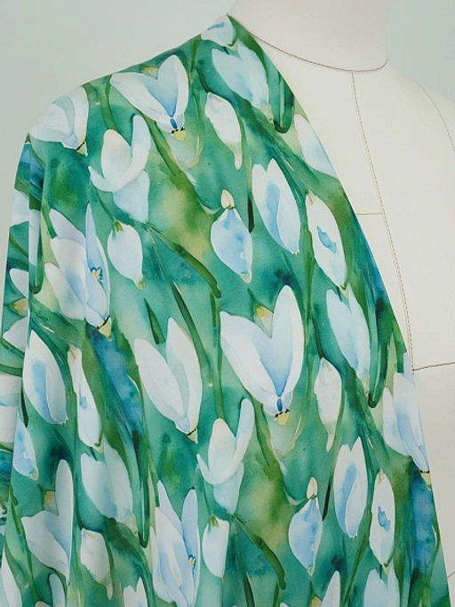 Штапель Премиум (Digital) Акварельные крокусы, ш.1.45м, вискоза-100%, 120гр/м.кв - Купава фото 2