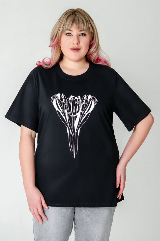 Арт. 3-1152 Футболка женская 50-58 (5 шт) Цвет:черный - Калинка фото 17