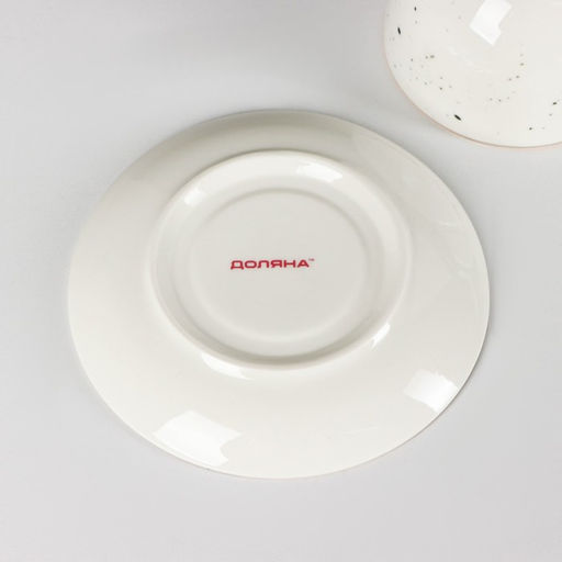 Чайная пара Доляна Млечный путь, 2 предмета: чашка 220 мл, блюдце d=13.5 см, фарфор, белая в крапинку