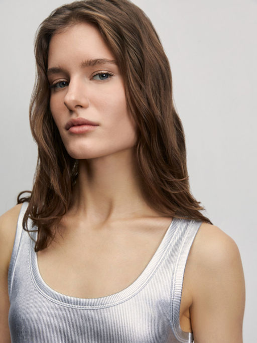 Вискозная майка с серебряным напылением / Zarina  фото 8