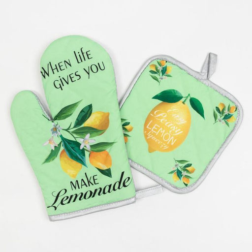 Кухонный набор Доляна Lemon, прихватка 17*17 см, рукавица 26*16 см,100% п/э  фото 2