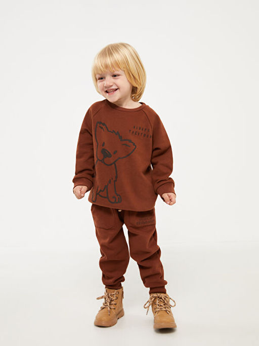 Bisiklet Yaka Bask?l? Erkek Bebek Sweatshirt - Waikiki фото 3