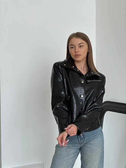 Куртка женская демисезонная 2001 (черный блестящий) - Kankan фото 2